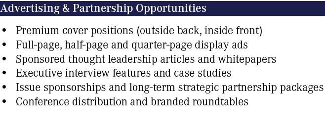 Advertising & Partnership Opportunities • Premium cover positions (outside back, inside front) • Full page, half page...